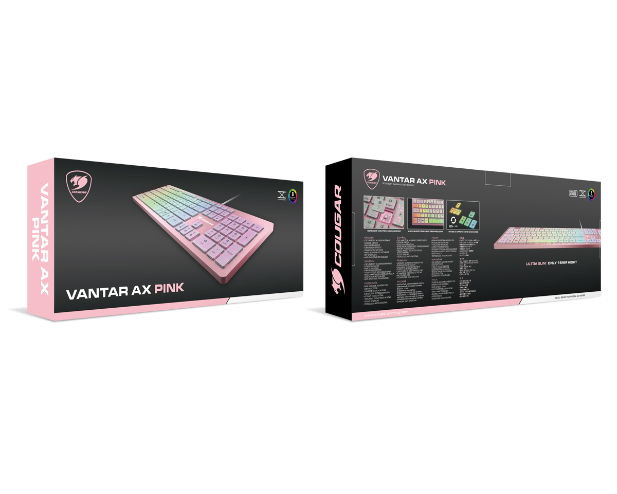 Teclado Gamer Cougar Vantar AX RGB / Switch Tijera / Alámbrico / Rosa