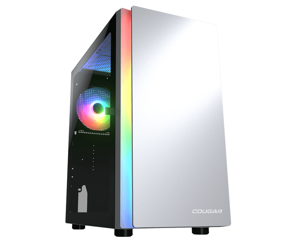 Gabinete Cougar Purity RGB / Mini-Tower / Mini-ITX, Micro-ATX / USB 3.0, USB 2.0 / 1 Ventilador ARGB Instalado / Blanco