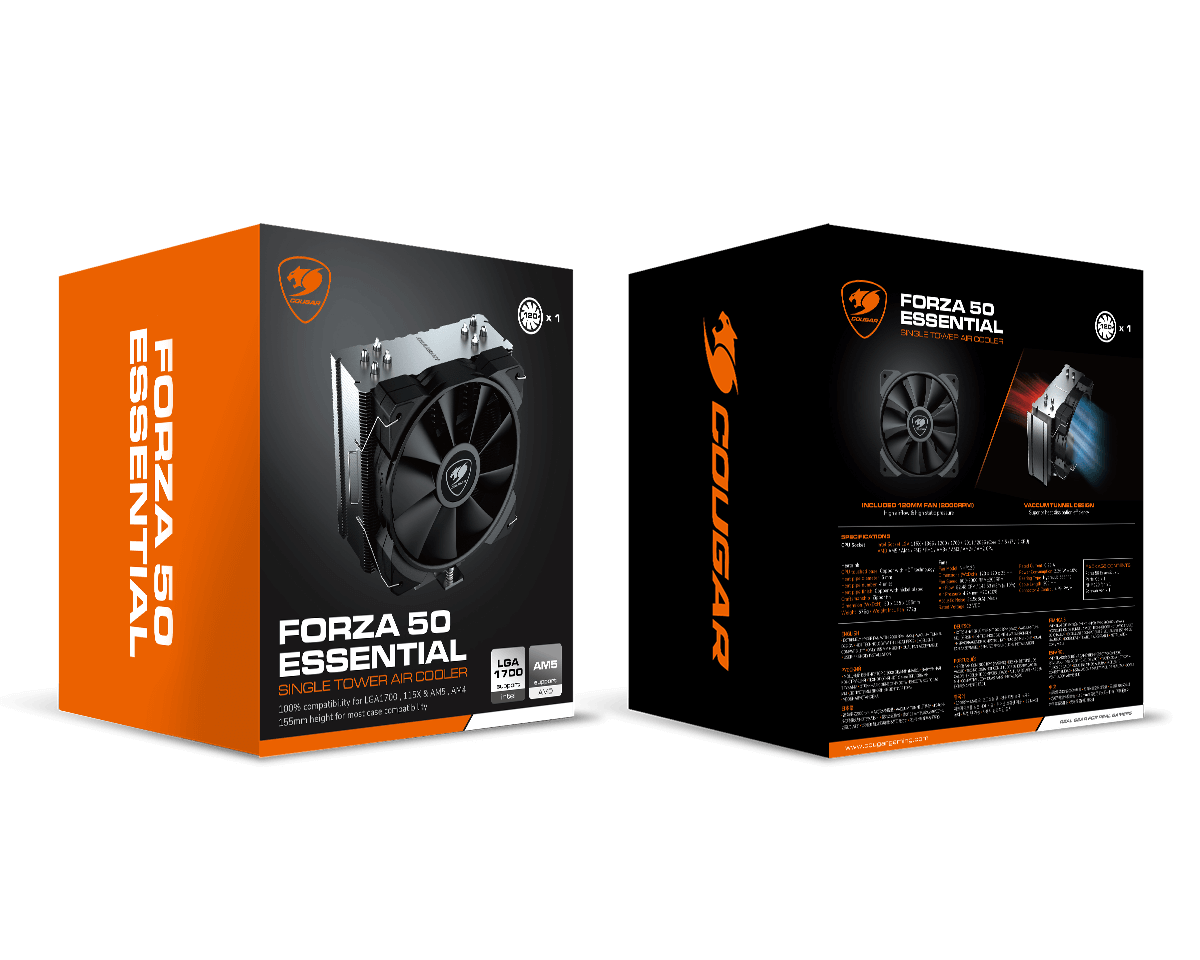 Disipador CPU Cougar Forza 50 Essential / 120mm / Hasta 2000RPM / Negro