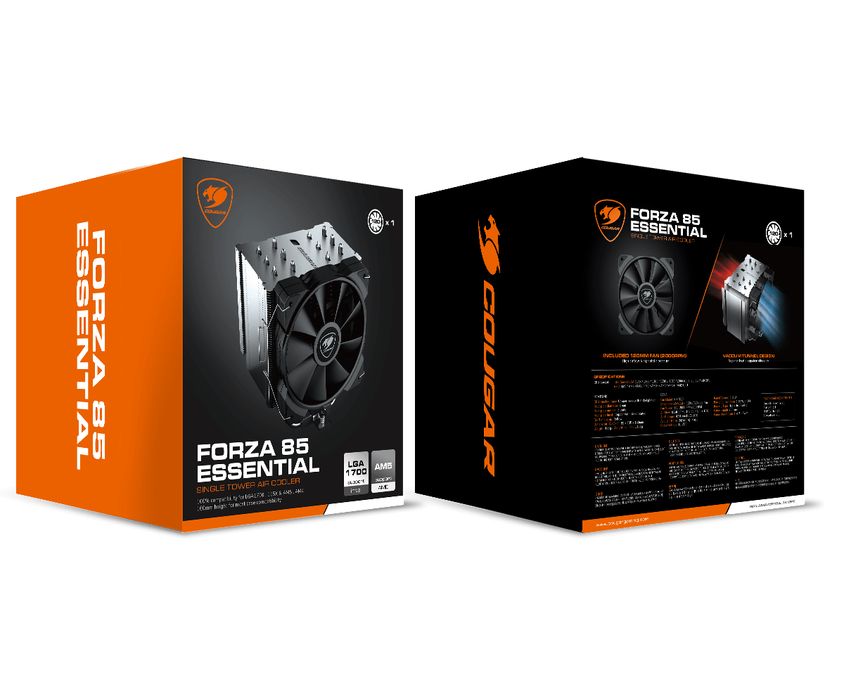 Disipador CPU Cougar Forza 85 Essential / 120mm / Hasta 2000RPM / Negro