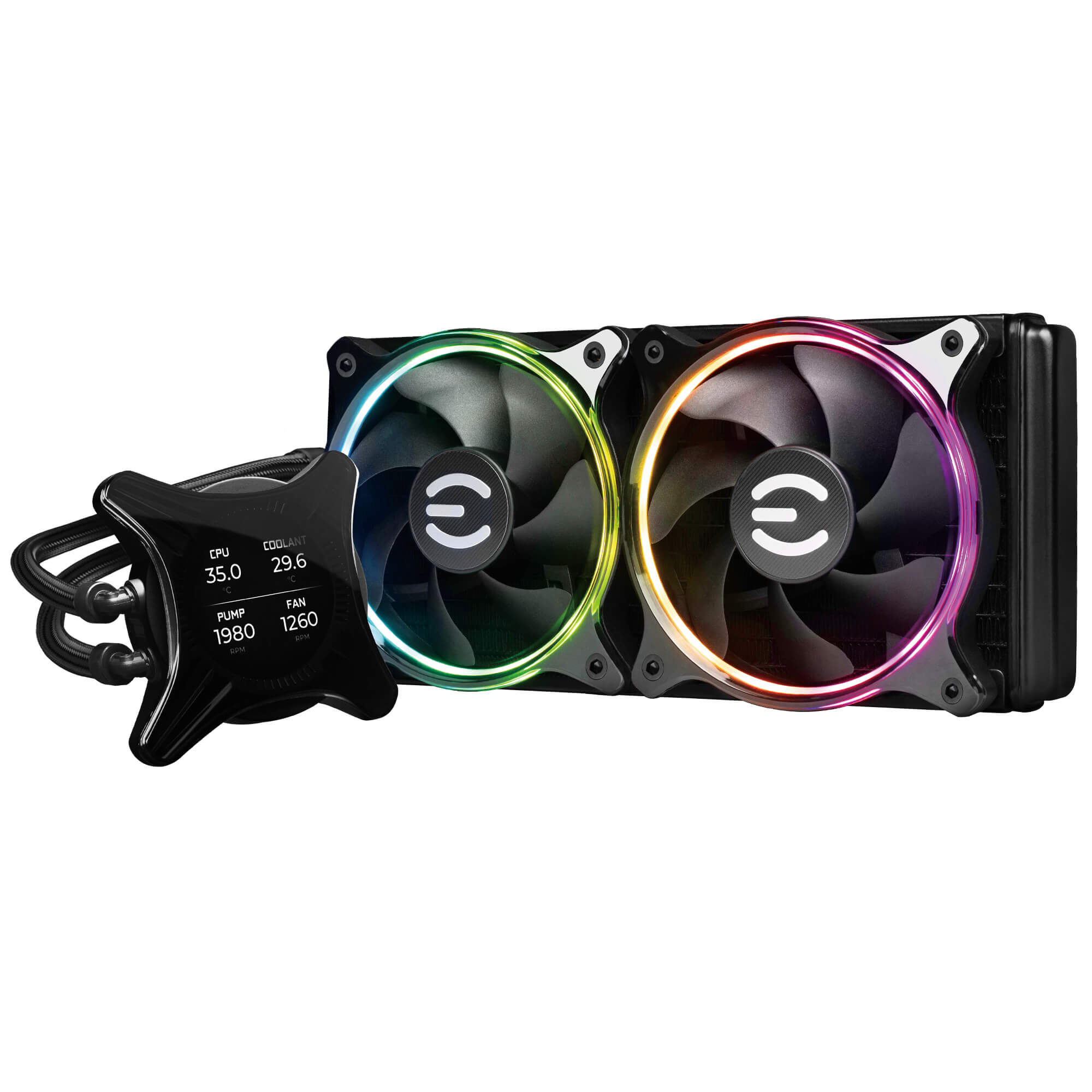 Enfriamiento Liquido EVGA CLCX 240CM ARGB LED/ 2X120MM / 2580RPM / Negro - 400-HY-CX24-V1