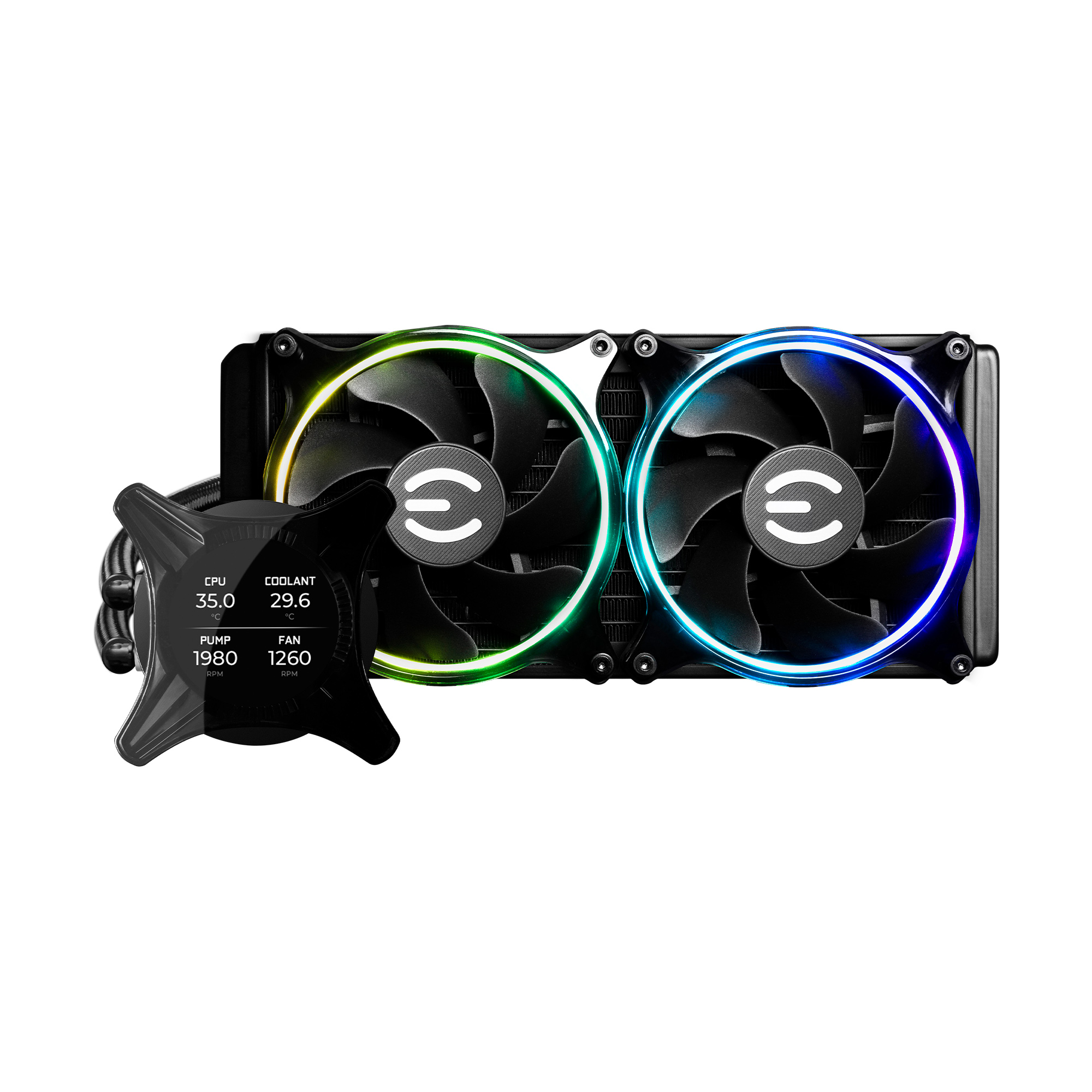 Enfriamiento Liquido EVGA CLCX 240CM ARGB LED/ 2X120MM / 2580RPM / Negro - 400-HY-CX24-V1 - Image 2