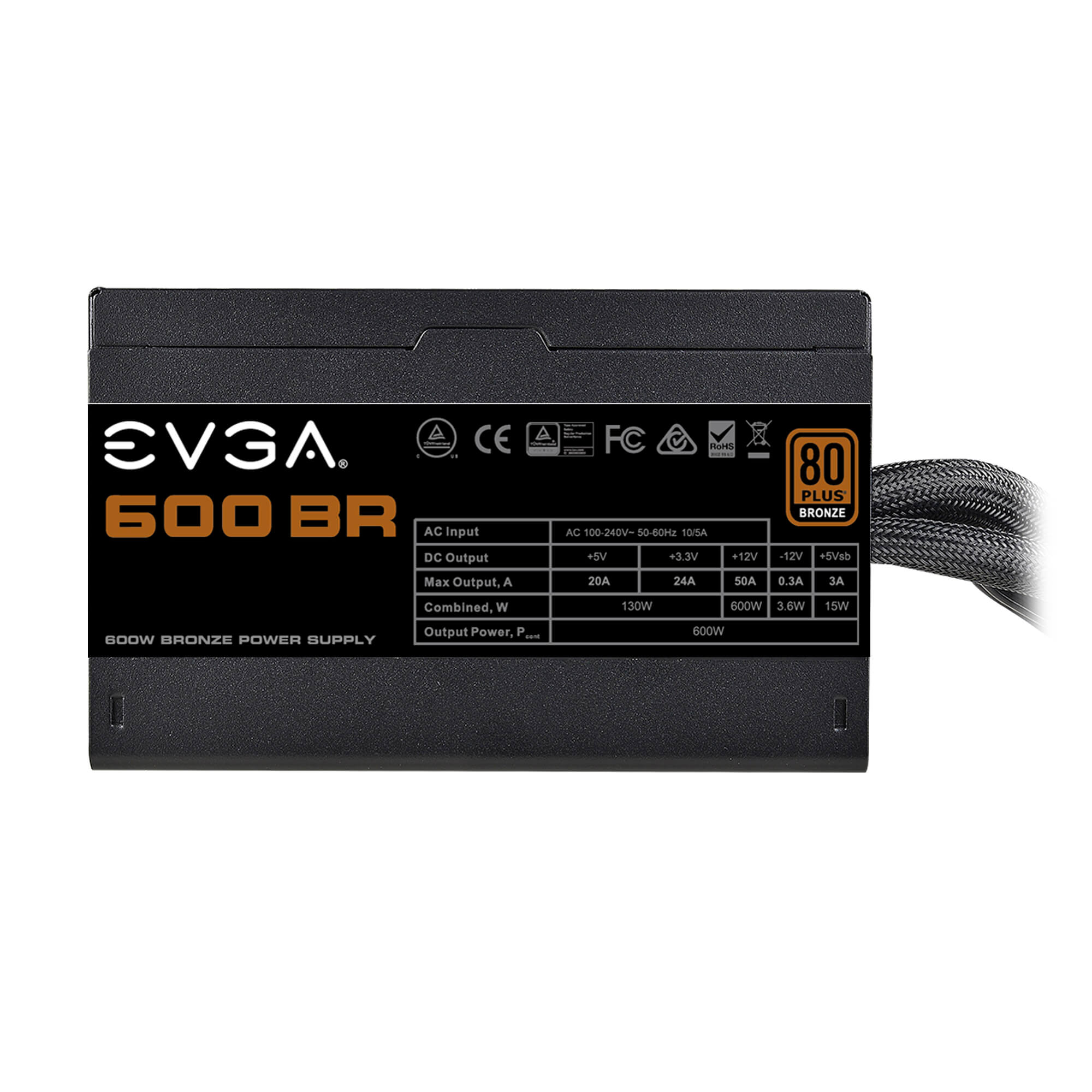 Fuente de poder 600W Certificacion 80+ Bronze / EVGA 600BR / 100-BR-0600-K1 - Image 5