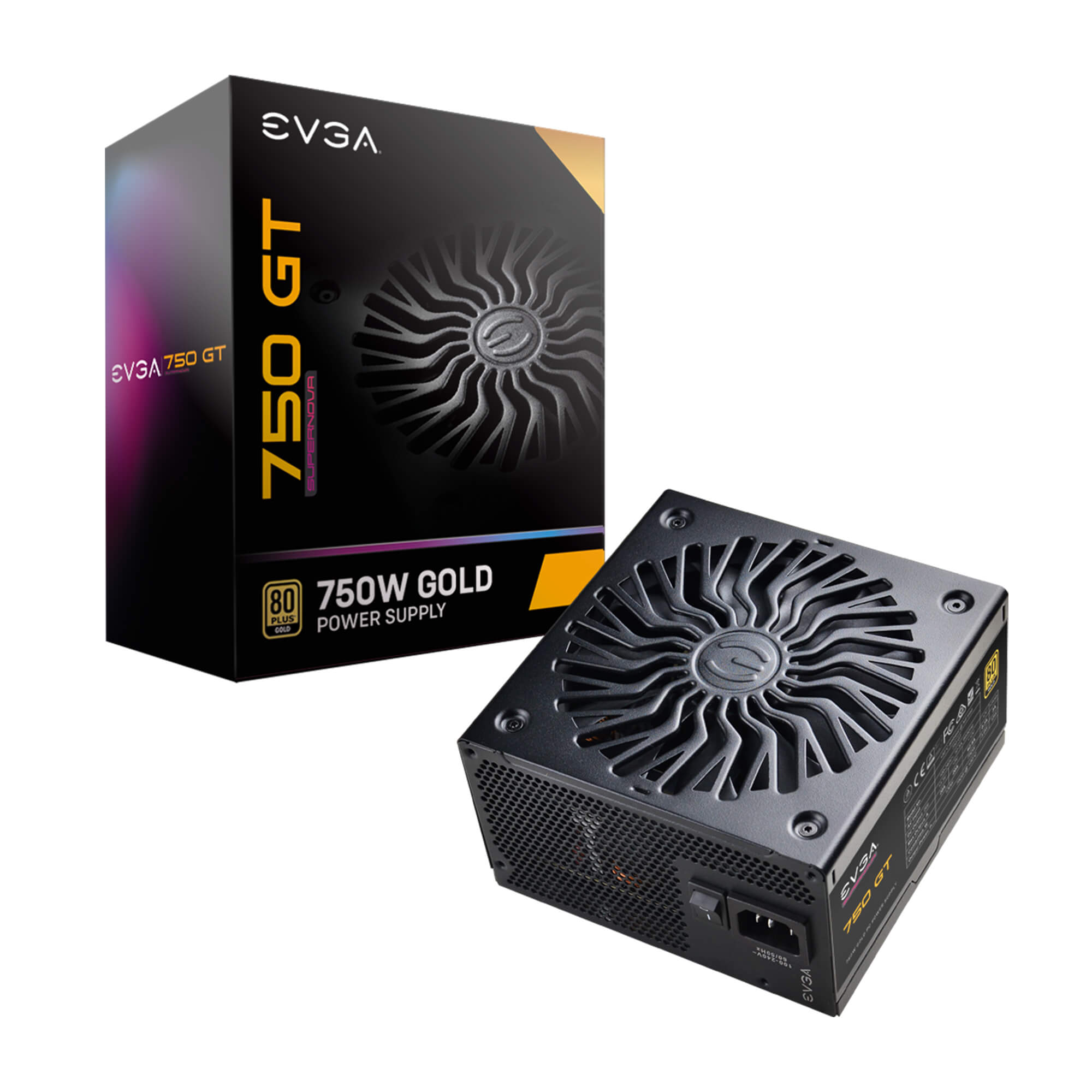 Fuente de Poder EVGA SuperNova 750 GT / 80+ Gold / 24-pin ATX, 750W / 220-GT-0750-Y1