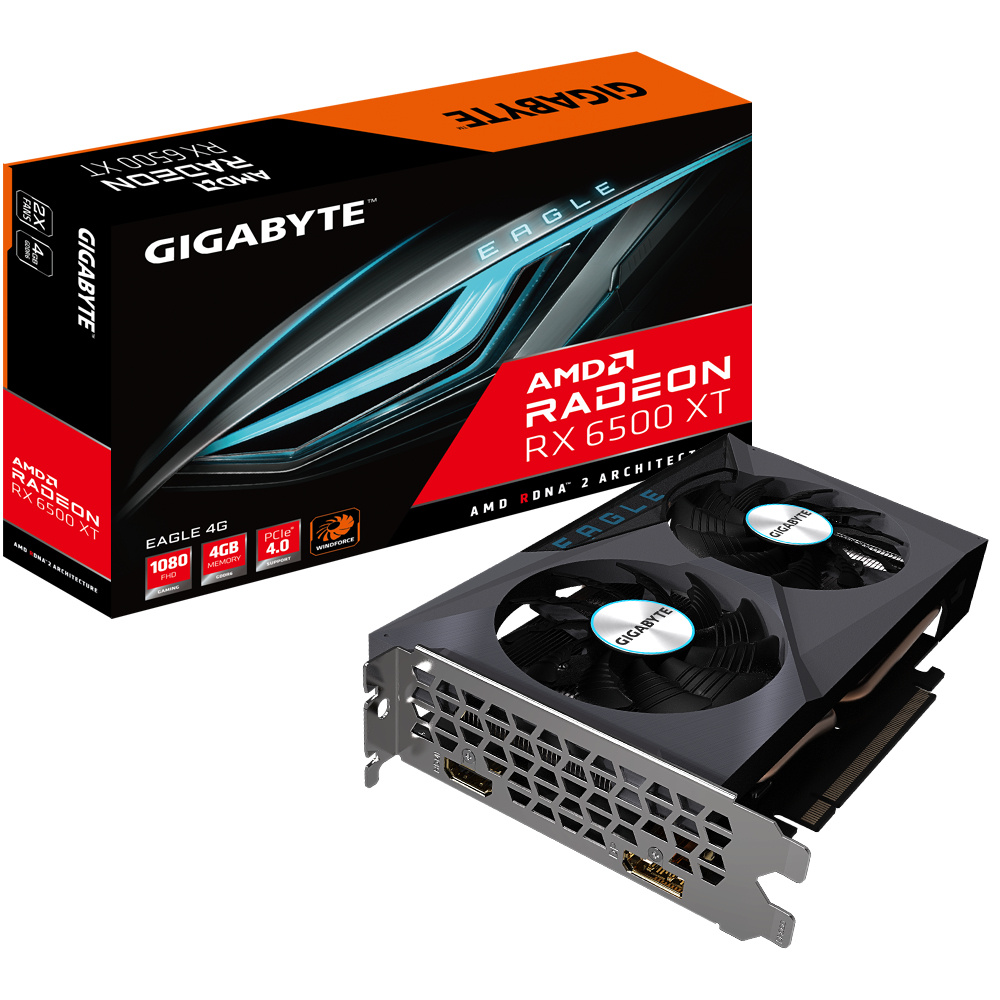 Tarjeta de Video Gigabyte AMD Radeon GV-R65XTEAGLE-4GD / 4GB / GDDR6 / 64BIT/ 2815MHZ / HDMI / PCI Express 4.0