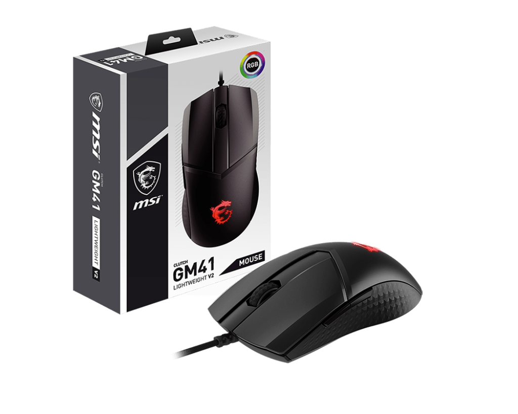 Mouse Gamer MSI Óptico Clutch GM41 Lightweight V2 / Alámbrico / 16.000DPI / Negro / GM41 LIGHTWEIGHT V2