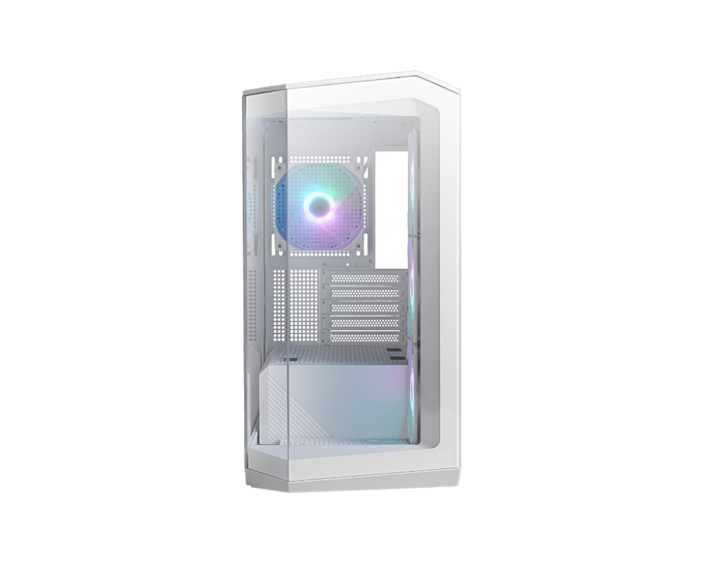 Gabinete MSI MAG PANO M100R PZ / Cristal / ARGB / Micro-Tower, Micro-ATX/ITX / USB 3.2 / Sin Fuente / 4 Ventiladores ARGB Instalados / Blanco / MAG PANO M100R PZ WHITE / Solo compatible con tarjetas madre MSI PROJECT ZERO - Image 3