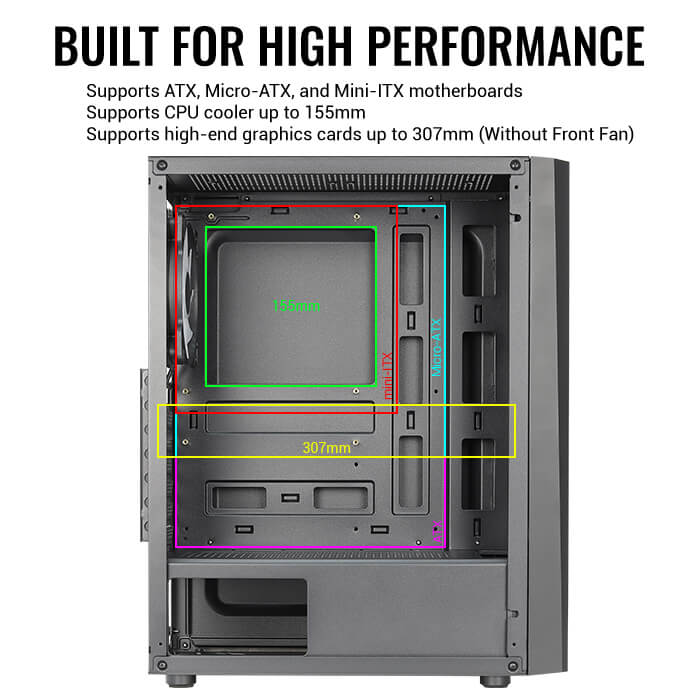 Gabinete Gamer Aerocool Delta G V2 / Mid-Tower / ATX / USB 2.0/3.0 / 4 Ventiladores / Negro - Image 5