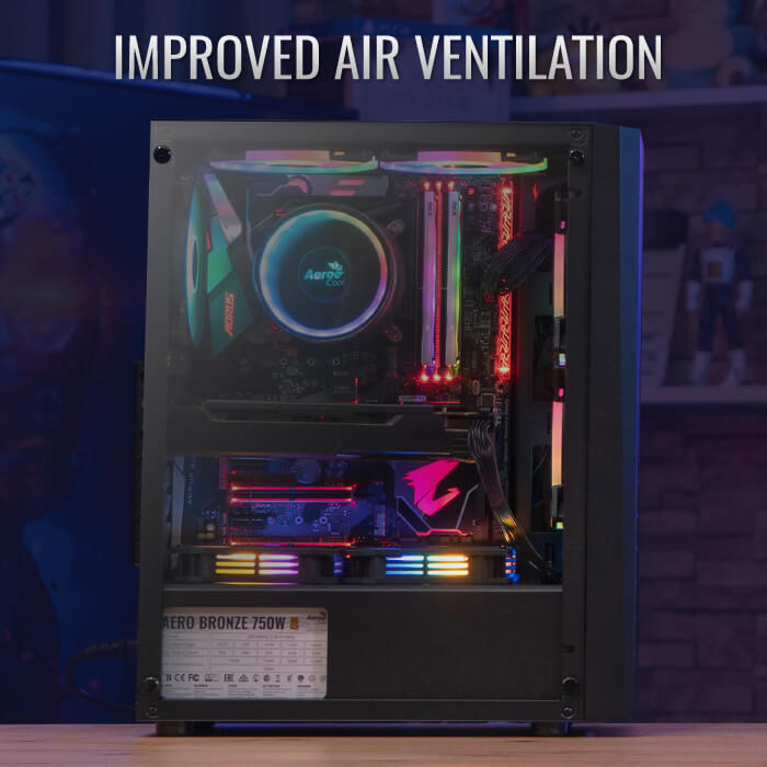 Gabinete Gamer Aerocool Delta G V2 / Mid-Tower / ATX / USB 2.0/3.0 / 4 Ventiladores / Negro - Image 3
