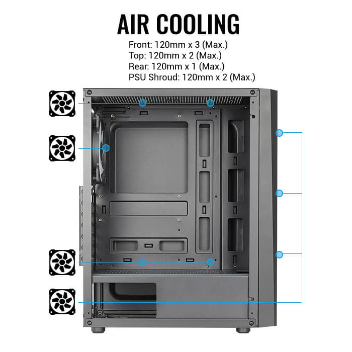 Gabinete Gamer Aerocool Delta G V2 / Mid-Tower / ATX / USB 2.0/3.0 / 4 Ventiladores / Negro - Image 4