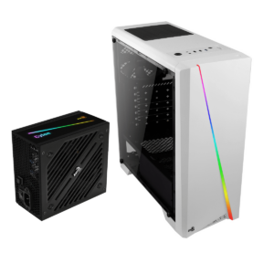 Gabinete Aerocool Cylon ARGB Blanco / Midi-Tower / ATX / Fuente de Poder 700W / 80 PLUS Bronze