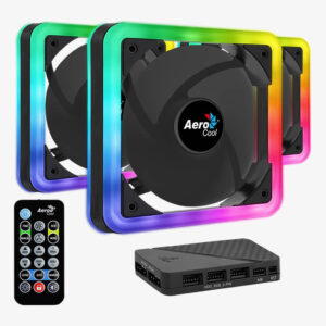 Kit 3 Ventiladores Aerocool Edge 14 Pro ARGB / 3 Ventiladores de 120MM / Controlador + Control Inalámbrico