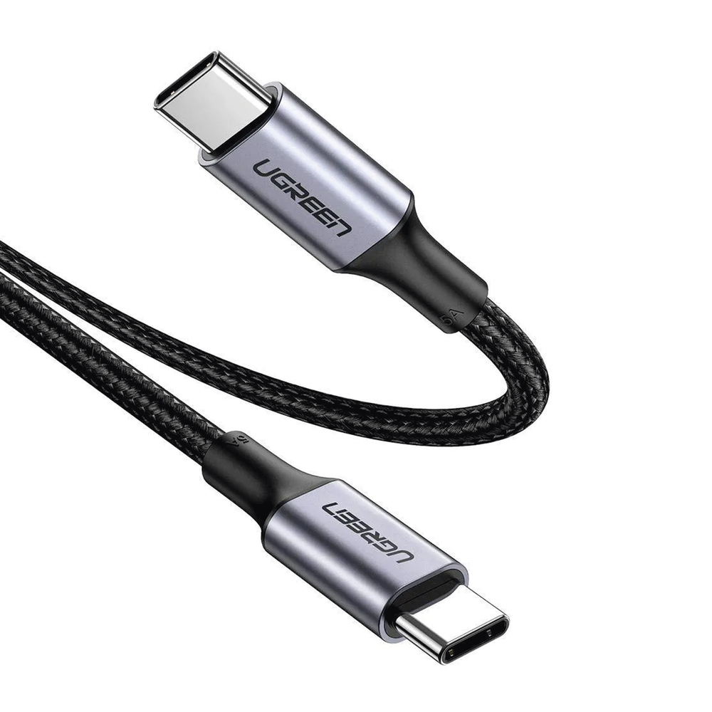Cable USB-C a USB-C | 1 Metro | Carga Rápida de hasta 100W | Transferencia de datos 480 Mbps | PD3.0 | QC4.0/3.0/2.0 | FPC | AFC | Protección Integrada| Caja de Aluminio | Nylon Trenzado | Amplia Compatibilidad | Color Negro. - Image 2