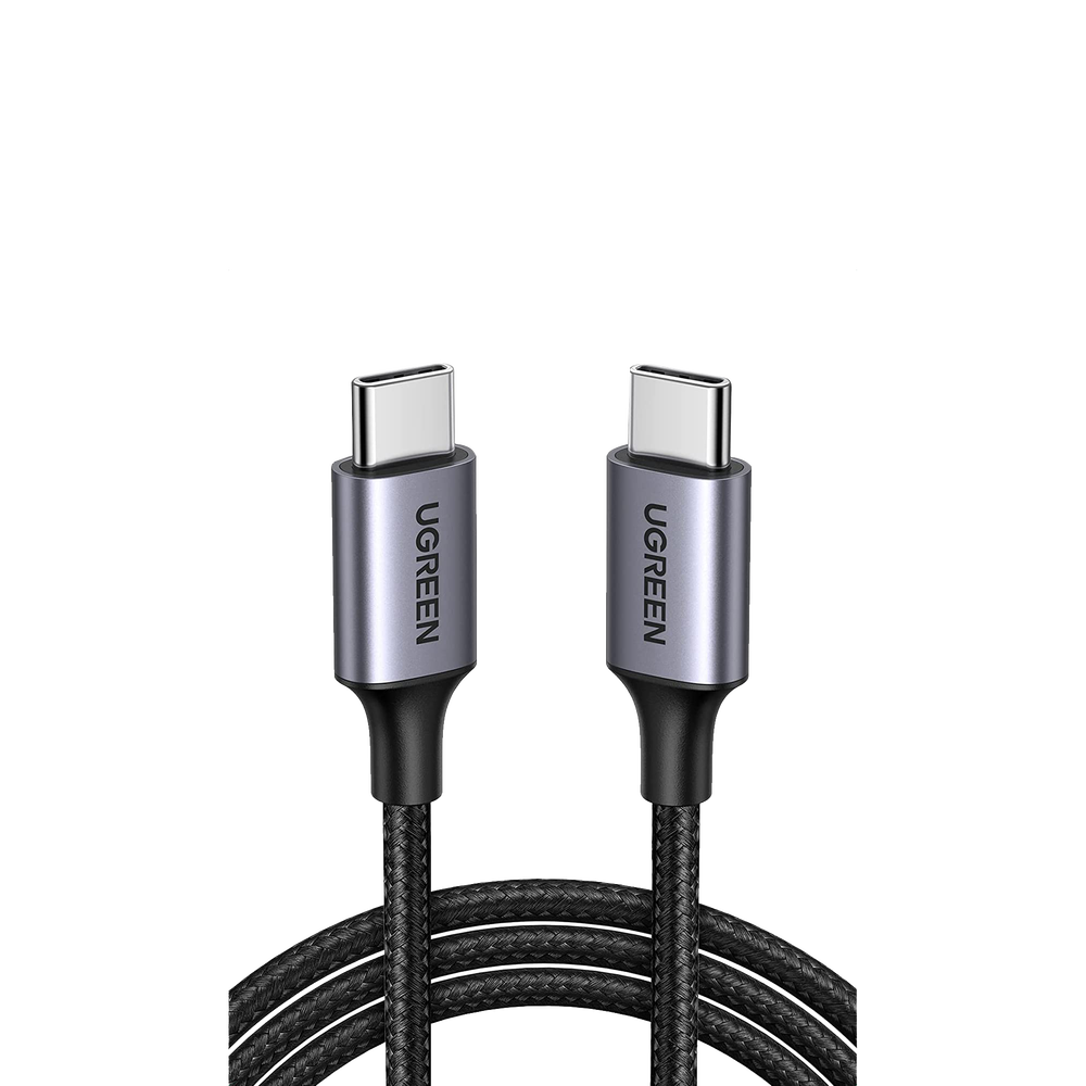 Cable USB-C a USB-C | 2 Metros | Transferencia de datos de 480 Mbps | Carga Rápida de hasta 60W | QC 4.0/3.0/2.0 | PD3.0 | FPC | AFC | Protección Integrada | Caja de Aluminio | Nylon Trenzado | Color Negro.