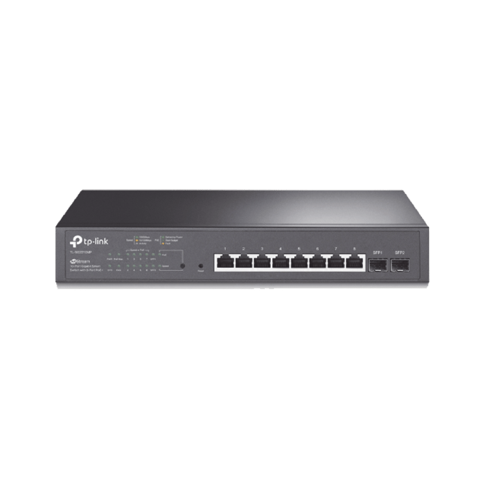 Switch PoE JetStream SDN Administrable 8 puertos 10/100/1000 Mbps + 2 puertos SFP, 8 puertos PoE, 150W, administración centralizada OMADA SDN