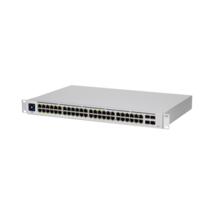 UniFi Switch USW-48-POE, Capa 2 de 48 puertos (32 puertos PoE 802.3af/at + 16 puertos Gigabit) + 4 puertos 1G SFP, 195W, pantalla informativa