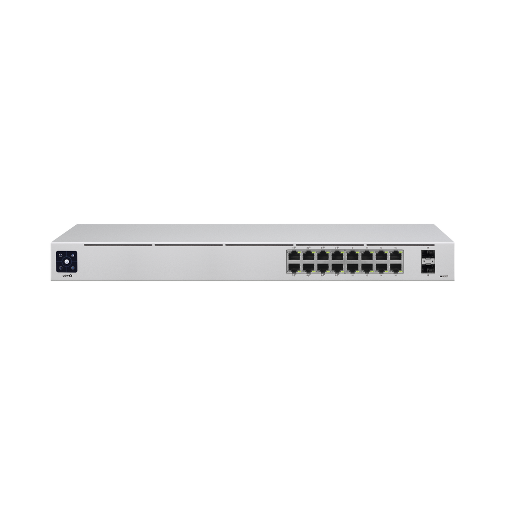 UniFi Switch USW-16-POE Gen2, Capa 2 de 16 puertos (8 puertos PoE 802.3af/at + 8 puertos Gigabit) + 2 puertos 1G SFP, 42W, pantalla informativa - Image 2