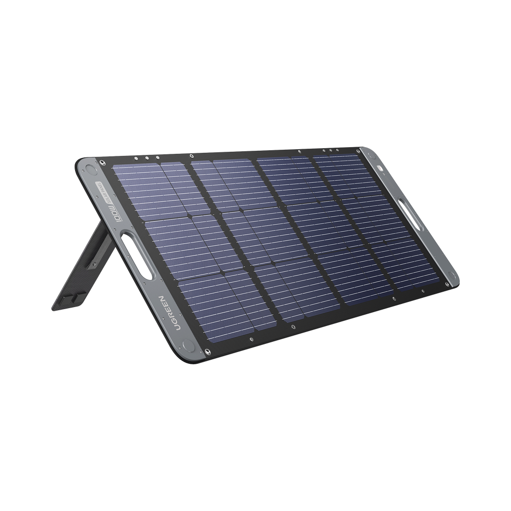Panel Solar Plegable 100W / Recomendado para el Power Station Portable de 600W UGREEN / Alta Eficiencia de Conversión / Alineación Inteligente de la Luz Solar / Resistente Al Agua Y Duradero / Incluye Cable XT60 Macho a Macho 2m