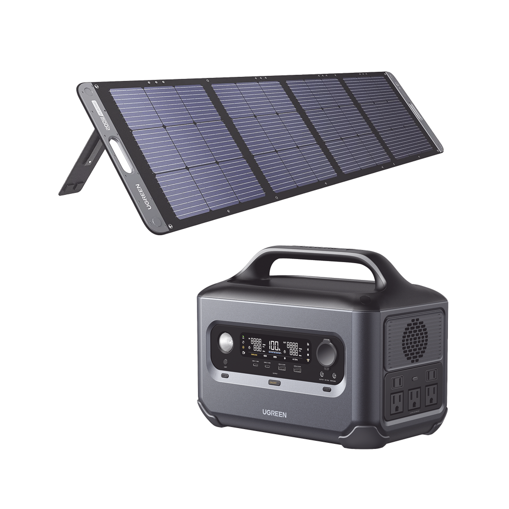 Kit de Estación de Energía Portátil 600W (680Wh) + Panel Solar Plegable de 100W.