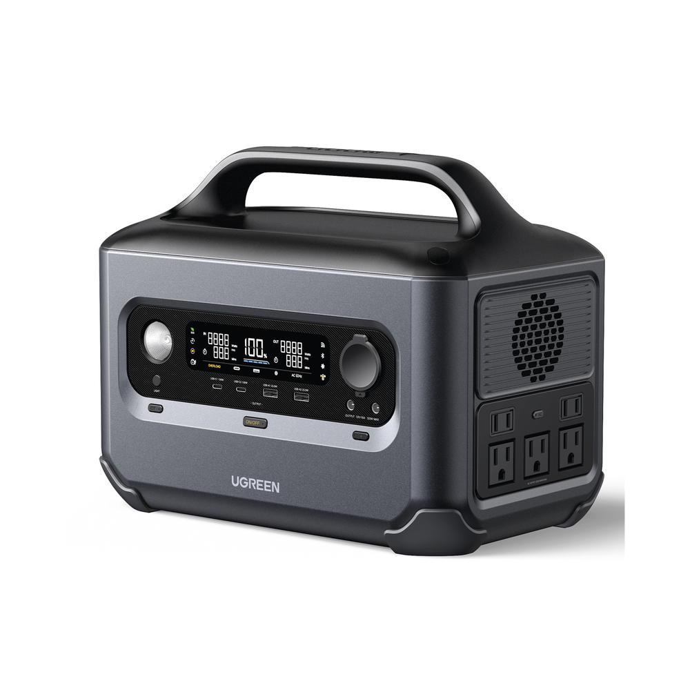Estación de Energía Portátil 600W (680Wh) / 5 AC 600 W / 2 USB-C 100W / 2 USB-A 22.5 W / 1 Toma de Encendedor / 2 Salidas CC5521 / Compatibilidad: BMS/WIFI/Bluetooth/APP / 10 Años de Vida Útil.