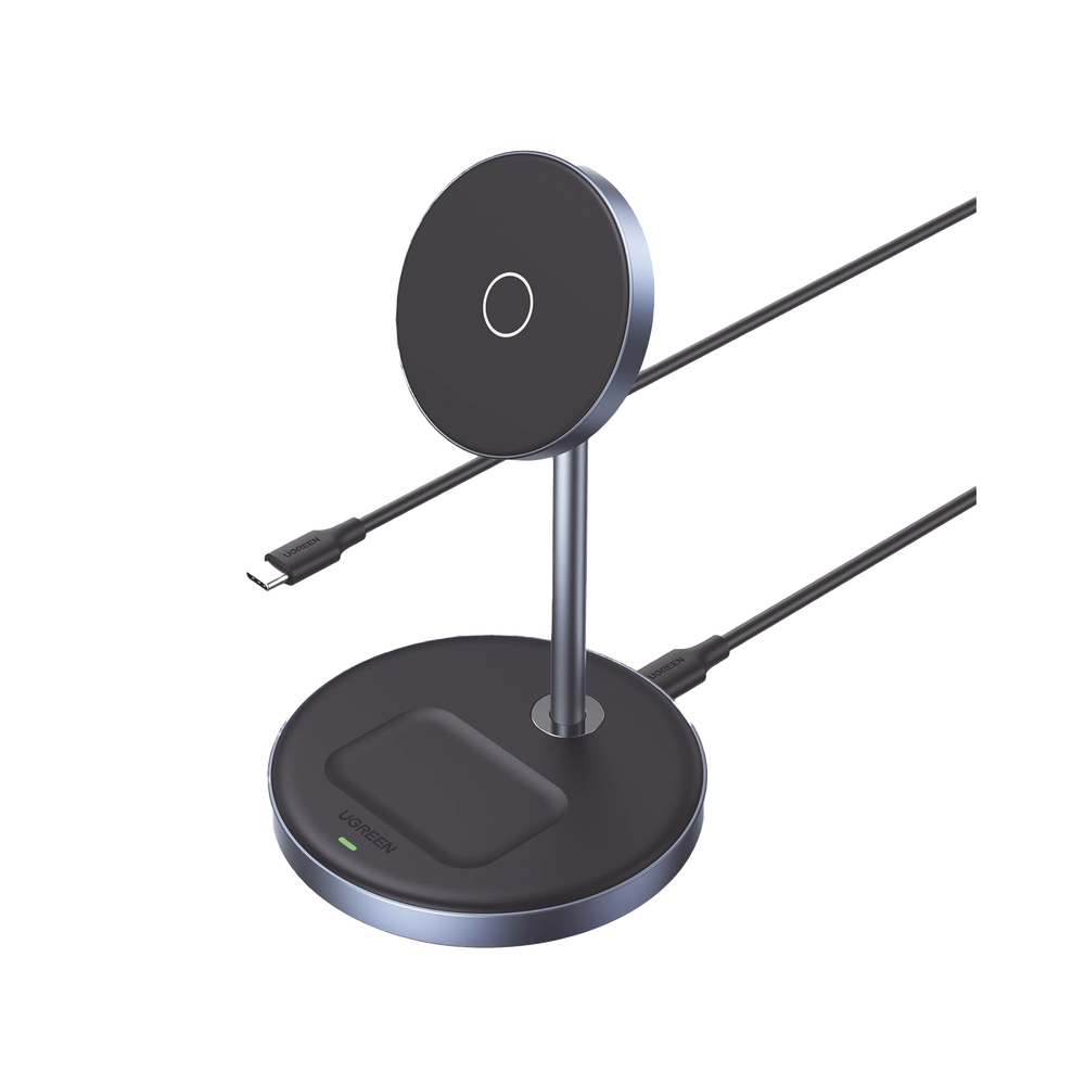 Estación de Carga Inalámbrica | 3 en 1 | Compatible con MagSafe | Perfecto para iPhone y AirPods | Carga Rápida Adaptativa /Simultanea | Múltiples Protecciones | Luz Indicadora LED | Aleación de Aluminio | Incluye Cable