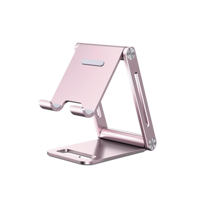 Soporte para Teléfono Celular de Aluminio / Angulo Ajustable / Amplia Compatibilidad con dispositivos de 4.7'' a 7.9'' / Antideslizante / Antiarañazos / Plegable / Color Rosa - Image 3