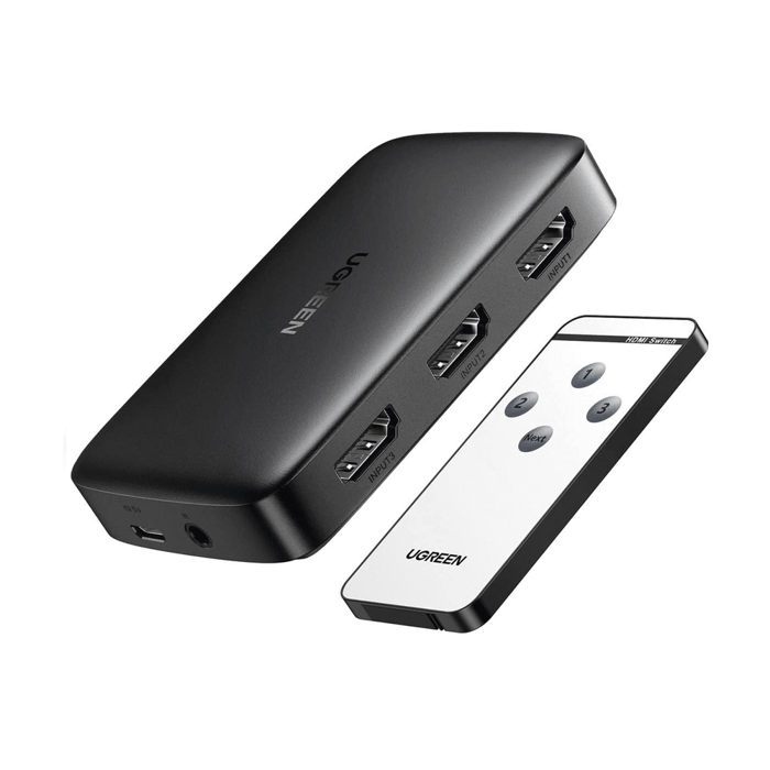 Conmutador HDMI (Switch) 4K@30Hz | 3 Entradas a 1 Salida | 3D | Transmisión Estable | Incluye Control Remoto | Receptor de Infrarrojos | Indicador LED | Chip Inteligente | Incluye Cable Micro USB para Alimentación.