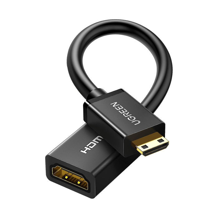 Adaptador Mini HDMI a HDMI (HDMI Tipo C) / 18Gbps / 4K@60Hz / HDR / Tecnología 3D / ARC / Carcasa PC+ABS / HDCP/ Longitud de 22 cm