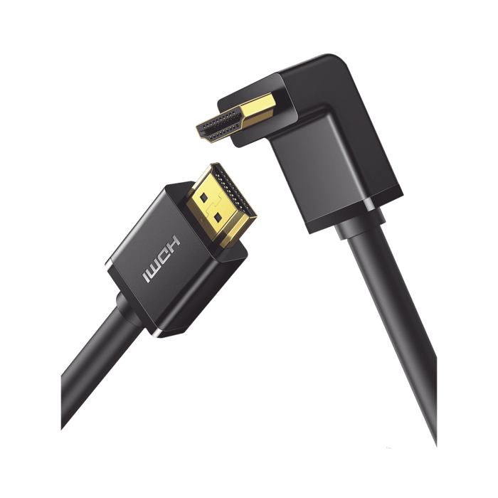 Cable HDMI 2.0 en Angulo de 90° / 2 m / 4K@60Hz / HDR / 3D / HEC (Canal Ethernet HDMI) / ARC (Canal de Retorno de Audio / CEC / 32 canales de Audio / HDCP 2.2 / Dolby Atmos / 18 Gbps / Blindaje Múltiple