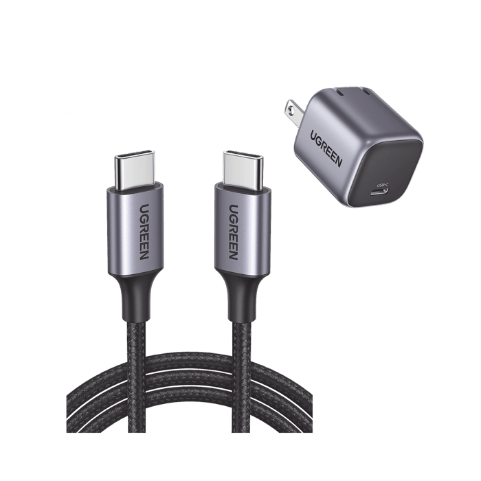 Kit de Cargador de 20w y Cable USB-C / Incluye 1 Pza 90902 / 1 Pza 50150 / Tecnología Inteligente / Carga Rápida / Cable de 1 Metro / Carcasa de Aluminio / Nylon Trenzado