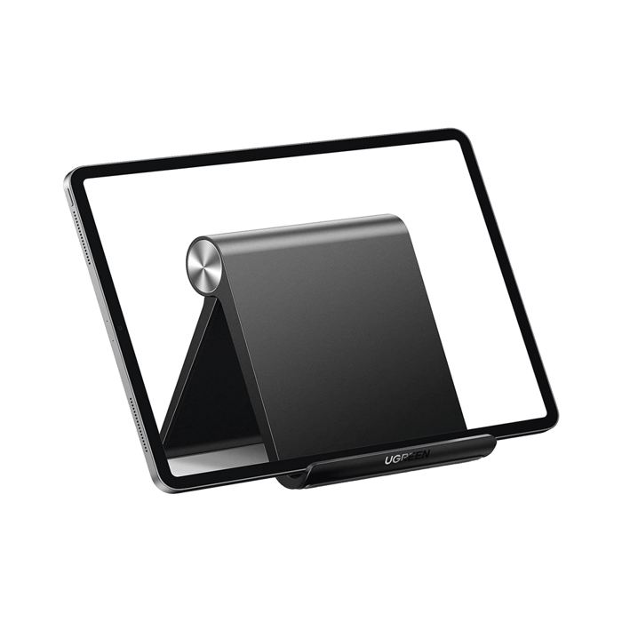 Soporte de Escritorio para Tablet / Ajustable de 0° a 100° / Goma Antiarañazos / Antideslizante / Amplia Compatibilidad con dispositivos de 4'' a 13'' / Plegable / ABS / Color Negro