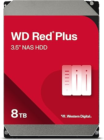 Disco Duro Interno Western Digital WD Red Plus WD80EFPX / 8 TB / NAS / 3.5" / SATA 6 Gb/s / 5640 RPM / 256 MB Caché / CMR / Hasta 8 Bahías / Garantía 3 Años